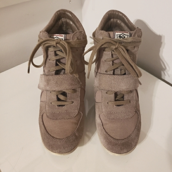 Ash Limited Bowie High Top Tan Sneaker Suede Canvas Rubber Sole Lace Up Woman 38 - Picture 2 of 10